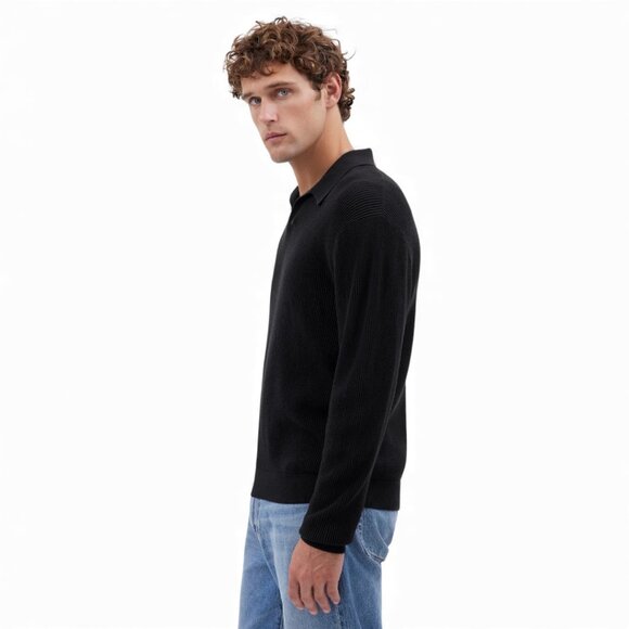 Madewell Johnny-Collar Sweater Polo Shirt in Merino Wool Size Large - Picture 4 of 12